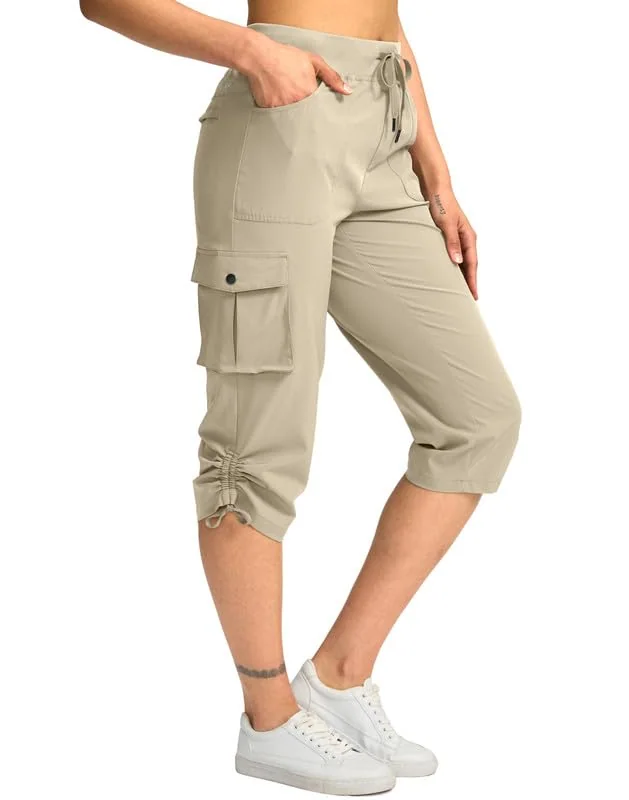 Women's Cargo Capri Pants, Khaki